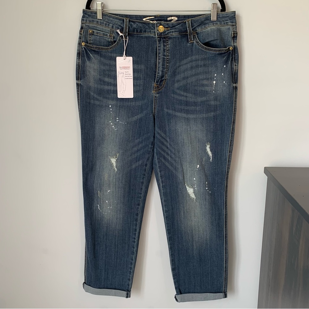 NWT SIZE 14 SEVEN7 WEEKEND EAST FIT BOYFRIEND MEDIUM BLUE BOYISH JEAN